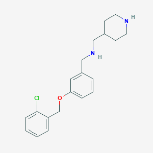 molecular formula C20H25ClN2O B262661 N-{3-[(2-chlorobenzyl)oxy]benzyl}-N-(4-piperidinylmethyl)amine 