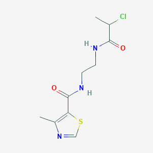 molecular formula C10H14ClN3O2S B2626622 N-[2-(2-Chloropropanoylamino)ethyl]-4-methyl-1,3-thiazole-5-carboxamide CAS No. 2411257-77-5