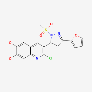 2-chloro-3-(3-(furan-2-yl)-1-(methylsulfonyl)-4,5-dihydro-1H-pyrazol-5-yl)-6,7-dimethoxyquinoline