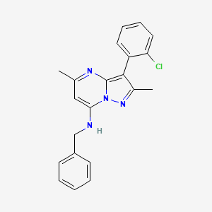 molecular formula C21H19ClN4 B2626632 N-苄基-3-(2-氯苯基)-2,5-二甲基吡唑并[1,5-a]嘧啶-7-胺 CAS No. 890632-53-8