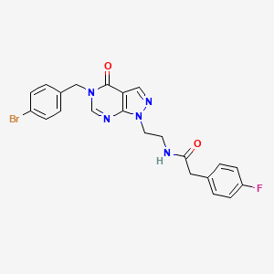 molecular formula C22H19BrFN5O2 B2626638 N-(2-(5-(4-bromobenzyl)-4-oxo-4,5-dihydro-1H-pyrazolo[3,4-d]pyrimidin-1-yl)ethyl)-2-(4-fluorophenyl)acetamide CAS No. 922110-59-6