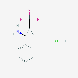molecular formula C10H11ClF3N B2626654 (1R,2S)-1-Phenyl-2-(trifluoromethyl)cyclopropan-1-amine;hydrochloride CAS No. 2287236-92-2