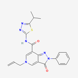 molecular formula C21H20N6O2S B2626662 5-allyl-N-(5-isopropyl-1,3,4-thiadiazol-2-yl)-3-oxo-2-phenyl-3,5-dihydro-2H-pyrazolo[4,3-c]pyridine-7-carboxamide CAS No. 921822-97-1