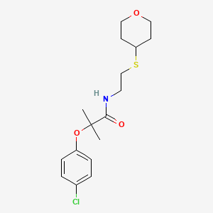 molecular formula C17H24ClNO3S B2626665 2-(4-chlorophenoxy)-2-methyl-N-(2-((tetrahydro-2H-pyran-4-yl)thio)ethyl)propanamide CAS No. 1904329-25-4
