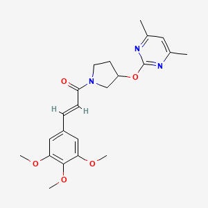 molecular formula C22H27N3O5 B2626666 (E)-1-(3-((4,6-dimethylpyrimidin-2-yl)oxy)pyrrolidin-1-yl)-3-(3,4,5-trimethoxyphenyl)prop-2-en-1-one CAS No. 2035022-68-3