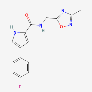 molecular formula C15H13FN4O2 B2626669 4-(4-fluorophenyl)-N-((3-methyl-1,2,4-oxadiazol-5-yl)methyl)-1H-pyrrole-2-carboxamide CAS No. 1219844-48-0