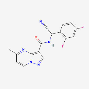 molecular formula C16H11F2N5O B2626689 N-[Cyano-(2,4-difluorophenyl)methyl]-5-methylpyrazolo[1,5-a]pyrimidine-3-carboxamide CAS No. 1385320-14-8