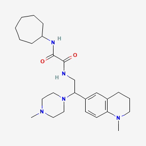 molecular formula C26H41N5O2 B2626703 N1-cycloheptyl-N2-(2-(1-methyl-1,2,3,4-tetrahydroquinolin-6-yl)-2-(4-methylpiperazin-1-yl)ethyl)oxalamide CAS No. 922039-17-6