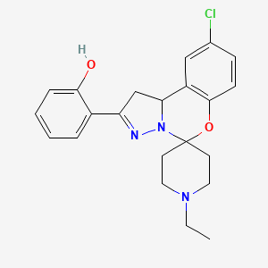 molecular formula C22H24ClN3O2 B2626704 2-(9'-Chloro-1-ethyl-1',10b'-dihydrospiro[piperidine-4,5'-pyrazolo[1,5-c][1,3]benzoxazin]-2'-yl)phenol CAS No. 899727-55-0