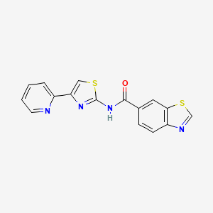 molecular formula C16H10N4OS2 B2626711 N-(4-(pyridin-2-yl)thiazol-2-yl)benzo[d]thiazole-6-carboxamide CAS No. 681170-89-8