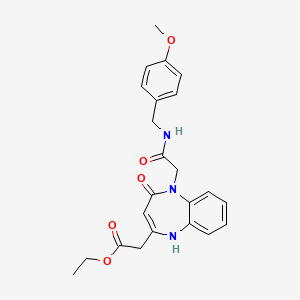 molecular formula C23H25N3O5 B2626712 ethyl (5-{2-[(4-methoxybenzyl)amino]-2-oxoethyl}-4-oxo-4,5-dihydro-1H-1,5-benzodiazepin-2-yl)acetate CAS No. 1251696-08-8