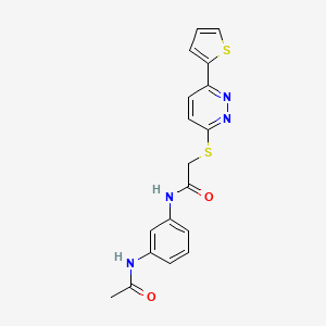 molecular formula C18H16N4O2S2 B2626714 N-(3-acetamidophenyl)-2-(6-thiophen-2-ylpyridazin-3-yl)sulfanylacetamide CAS No. 894007-79-5