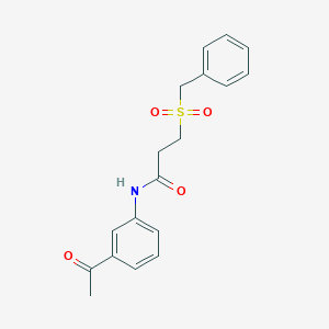 molecular formula C18H19NO4S B2626721 N-(3-乙酰基苯基)-3-(苄基磺酰基)丙酰胺 CAS No. 923448-08-2