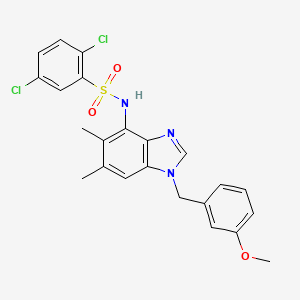 molecular formula C23H21Cl2N3O3S B2626724 2,5-二氯-N-[1-(3-甲氧基苄基)-5,6-二甲基-1H-1,3-苯并咪唑-4-基]苯磺酰胺 CAS No. 338955-33-2