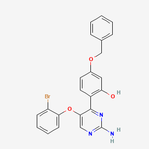 molecular formula C23H18BrN3O3 B2626731 2-(2-Amino-5-(2-bromophenoxy)pyrimidin-4-yl)-5-(benzyloxy)phenol CAS No. 849917-02-8