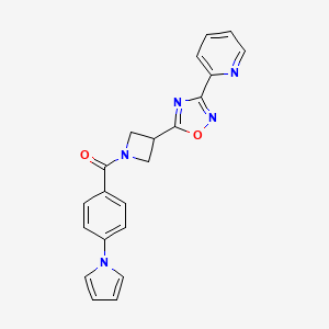 molecular formula C21H17N5O2 B2626733 (4-(1H-pyrrol-1-yl)phenyl)(3-(3-(pyridin-2-yl)-1,2,4-oxadiazol-5-yl)azetidin-1-yl)methanone CAS No. 1251562-76-1