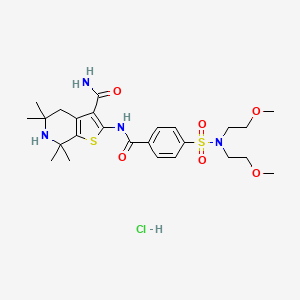 2-(4-(N,N-bis(2-methoxyethyl)sulfamoyl)benzamido)-5,5,7,7-tetramethyl-4,5,6,7-tetrahydrothieno[2,3-c]pyridine-3-carboxamide hydrochloride