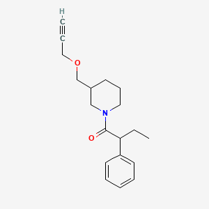 molecular formula C19H25NO2 B2626742 2-Phenyl-1-(3-((prop-2-yn-1-yloxy)methyl)piperidin-1-yl)butan-1-one CAS No. 1251685-93-4