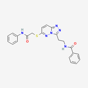 molecular formula C22H20N6O2S B2626752 N-(2-(6-((2-oxo-2-(phenylamino)ethyl)thio)-[1,2,4]triazolo[4,3-b]pyridazin-3-yl)ethyl)benzamide CAS No. 872988-33-5