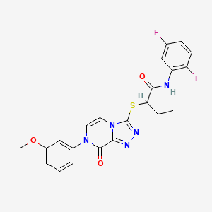 molecular formula C22H19F2N5O3S B2626753 N-(2,5-difluorophenyl)-2-{[7-(3-methoxyphenyl)-8-oxo-7,8-dihydro[1,2,4]triazolo[4,3-a]pyrazin-3-yl]thio}butanamide CAS No. 1223992-09-3
