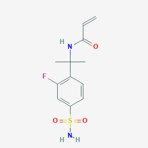 molecular formula C12H15FN2O3S B2626757 N-[2-(2-Fluoro-4-sulfamoylphenyl)propan-2-yl]prop-2-enamide CAS No. 2411273-67-9