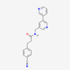 molecular formula C21H18N4O B2626761 N-([3,3'-bipyridin]-5-ylmethyl)-3-(4-cyanophenyl)propanamide CAS No. 2310039-83-7