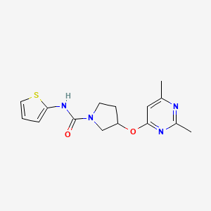 molecular formula C15H18N4O2S B2626767 3-[(2,6-dimethylpyrimidin-4-yl)oxy]-N-(thiophen-2-yl)pyrrolidine-1-carboxamide CAS No. 2097930-65-7