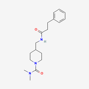 molecular formula C18H27N3O2 B2626769 N,N-二甲基-4-((3-苯基丙酰胺)甲基)哌啶-1-甲酰胺 CAS No. 2034295-06-0
