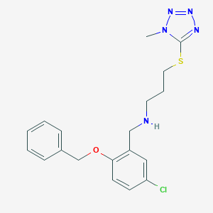 molecular formula C19H22ClN5OS B262677 N-[2-(benzyloxy)-5-chlorobenzyl]-N-{3-[(1-methyl-1H-tetraazol-5-yl)sulfanyl]propyl}amine 