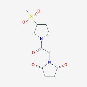 molecular formula C11H16N2O5S B2626778 1-(2-(3-(Methylsulfonyl)pyrrolidin-1-yl)-2-oxoethyl)pyrrolidine-2,5-dione CAS No. 1448078-64-5
