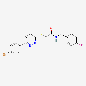 molecular formula C19H15BrFN3OS B2626780 2-((6-(4-溴苯基)吡啶嗪-3-基)硫代)-N-(4-氟苄基)乙酰胺 CAS No. 872694-91-2