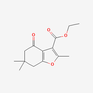 molecular formula C14H18O4 B2626784 2,5,5-三甲基-7-氧代-3,4,5,6-四氢-3-氧代茚满-2-羧酸乙酯 CAS No. 1024196-16-4