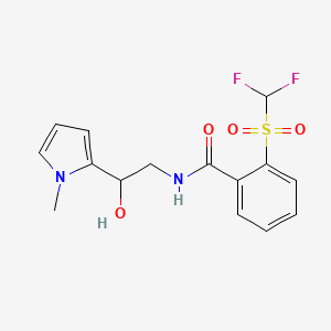 molecular formula C15H16F2N2O4S B2626788 2-((difluoromethyl)sulfonyl)-N-(2-hydroxy-2-(1-methyl-1H-pyrrol-2-yl)ethyl)benzamide CAS No. 1795493-18-3