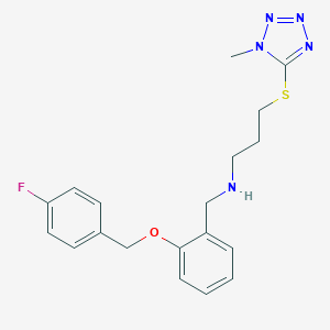 molecular formula C19H22FN5OS B262679 N-{2-[(4-fluorobenzyl)oxy]benzyl}-N-{3-[(1-methyl-1H-tetrazol-5-yl)thio]propyl}amine 