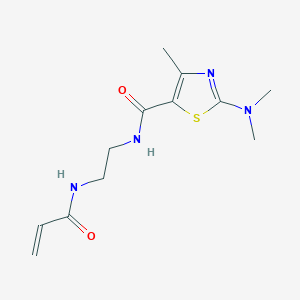 molecular formula C12H18N4O2S B2626801 2-(Dimethylamino)-4-methyl-N-[2-(prop-2-enoylamino)ethyl]-1,3-thiazole-5-carboxamide CAS No. 2361751-59-7