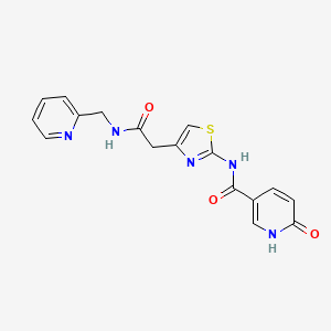 molecular formula C17H15N5O3S B2626816 6-oxo-N-(4-(2-oxo-2-((pyridin-2-ylmethyl)amino)ethyl)thiazol-2-yl)-1,6-dihydropyridine-3-carboxamide CAS No. 946336-86-3