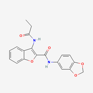 molecular formula C19H16N2O5 B2626824 N-(苯并[d][1,3]二氧杂环-5-基)-3-丙酰胺基苯并呋喃-2-甲酰胺 CAS No. 888457-47-4