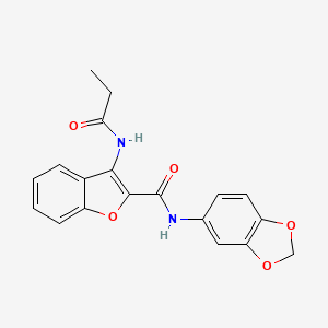 molecular formula C19H16N2O5 B2626824 N-(2H-1,3-benzodioxol-5-yl)-3-propanamido-1-benzofuran-2-carboxamide CAS No. 888457-47-4