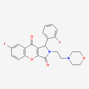 molecular formula C23H20F2N2O4 B2626825 7-Fluoro-1-(2-fluorophenyl)-2-(2-morpholinoethyl)-1,2-dihydrochromeno[2,3-c]pyrrole-3,9-dione CAS No. 634577-28-9
