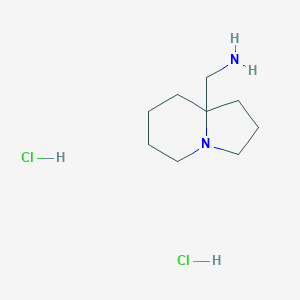 molecular formula C9H20Cl2N2 B2626830 2,3,5,6,7,8-Hexahydro-1H-indolizin-8a-ylmethanamine;dihydrochloride CAS No. 2580186-67-8