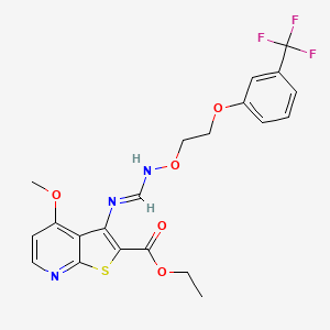 molecular formula C21H20F3N3O5S B2626834 Ethyl 4-methoxy-3-{[({2-[3-(trifluoromethyl)phenoxy]ethoxy}imino)methyl]amino}thieno[2,3-b]pyridine-2-carboxylate CAS No. 341966-72-1