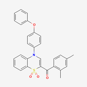 molecular formula C29H23NO4S B2626838 (2,4-二甲基苯基)[1,1-二氧化-4-(4-苯氧基苯基)-4H-1,4-苯并噻嗪-2-基]甲苯酮 CAS No. 1114649-16-9