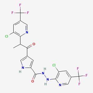molecular formula C20H13Cl2F6N5O2 B2626840 N'-(3-氯-5-(三氟甲基)-2-吡啶基)-4-(2-(3-氯-5-(三氟甲基)-2-吡啶基)丙酰)-1H-吡咯-2-甲酰肼 CAS No. 339099-50-2