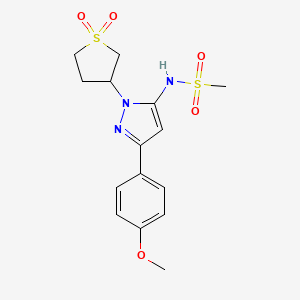 molecular formula C15H19N3O5S2 B2626842 N-(1-(1,1-二氧化四氢噻吩-3-基)-3-(4-甲氧基苯基)-1H-吡唑-5-基)甲磺酰胺 CAS No. 1010866-87-1