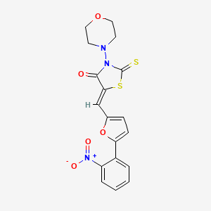 molecular formula C18H15N3O5S2 B2626847 (Z)-3-morpholino-5-((5-(2-nitrophenyl)furan-2-yl)methylene)-2-thioxothiazolidin-4-one CAS No. 635294-28-9