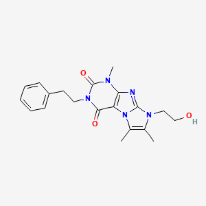 molecular formula C20H23N5O3 B2626852 8-(2-hydroxyethyl)-1,6,7-trimethyl-3-phenethyl-1H-imidazo[2,1-f]purine-2,4(3H,8H)-dione CAS No. 915928-06-2