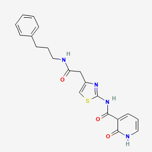 molecular formula C20H20N4O3S B2626853 2-oxo-N-(4-(2-oxo-2-((3-phenylpropyl)amino)ethyl)thiazol-2-yl)-1,2-dihydropyridine-3-carboxamide CAS No. 946336-11-4