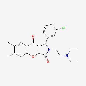 molecular formula C25H27ClN2O3 B2626870 1-(3-氯苯基)-2-(2-(二乙氨基)乙基)-6,7-二甲基-1,2-二氢色烯[2,3-c]吡咯-3,9-二酮 CAS No. 631884-02-1