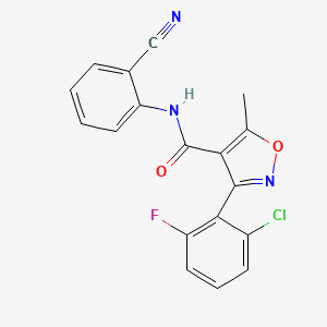 molecular formula C18H11ClFN3O2 B2626873 3-(2-氯-6-氟苯基)-N-(2-氰基苯基)-5-甲基-1,2-恶唑-4-甲酰胺 CAS No. 925036-67-5