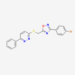 molecular formula C19H13BrN4OS B2626882 3-({[3-(4-Bromophenyl)-1,2,4-oxadiazol-5-yl]methyl}thio)-6-phenylpyridazine CAS No. 1111260-27-5
